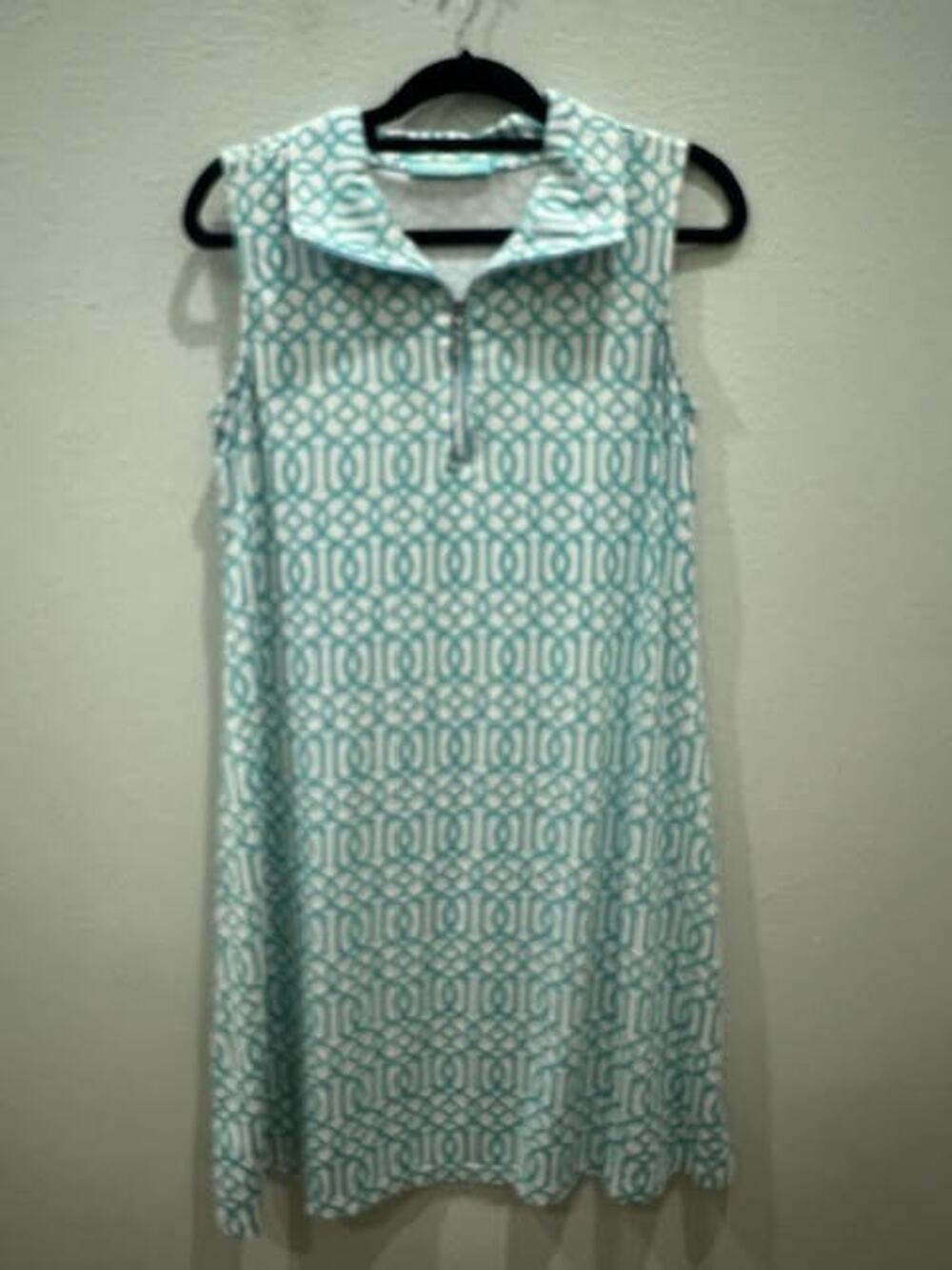Anthony's Resort Wear Woman M Sleeveless Turquiose Geometric Print Shift Dress